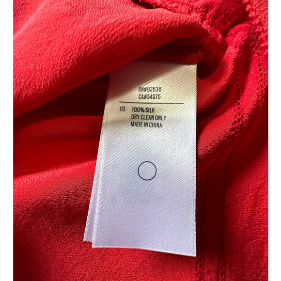 Fossil Tomato Red Silk Pin Tuck Laser Cut Tank Top, Size M - Picture 4 of 6